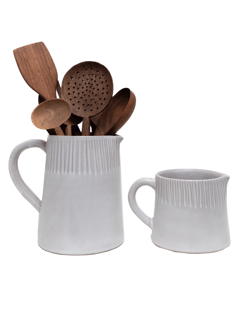 Handcrafted Matte Ceramic Serveware Pitcher, Cloud White