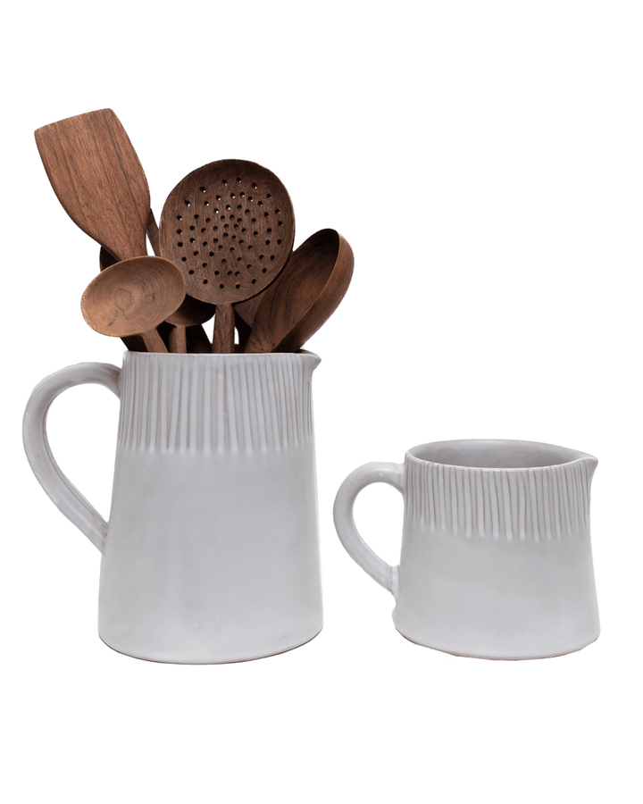 Handcrafted Matte Ceramic Serveware Pitcher, Cloud White