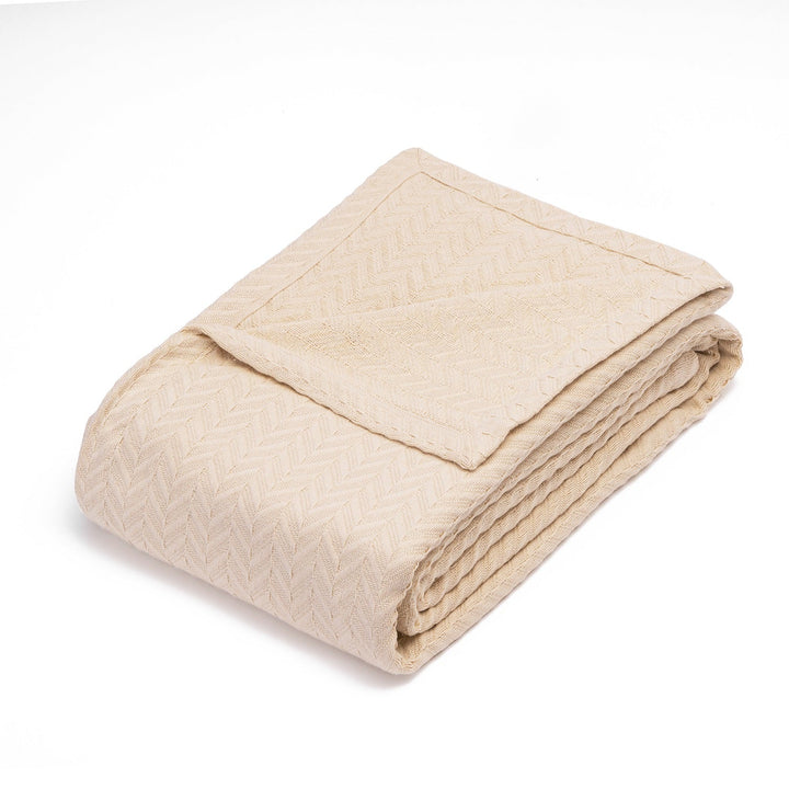 Organic Cotton Herringbone Throw Blanket