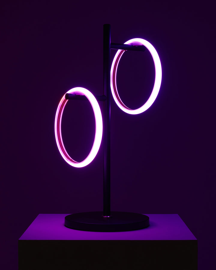 Energy-Efficient RGB Dual-Ring Table Lamp, Matte Black
