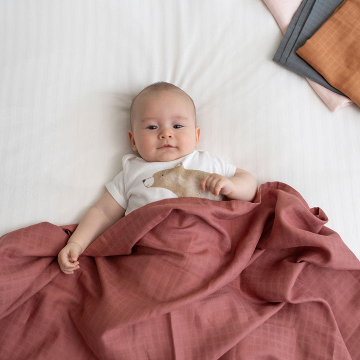 Organic Cotton Muslin Baby Swaddle Blanket, 47" x 47"
