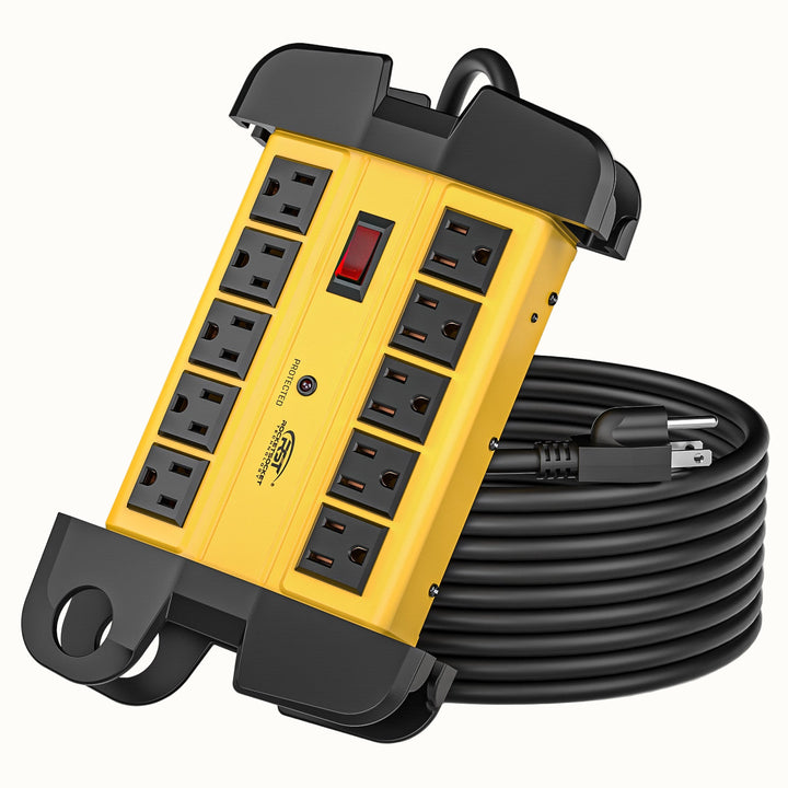 Heavy-Duty Aluminum 10-Outlet Surge Protector, 15 Ft.