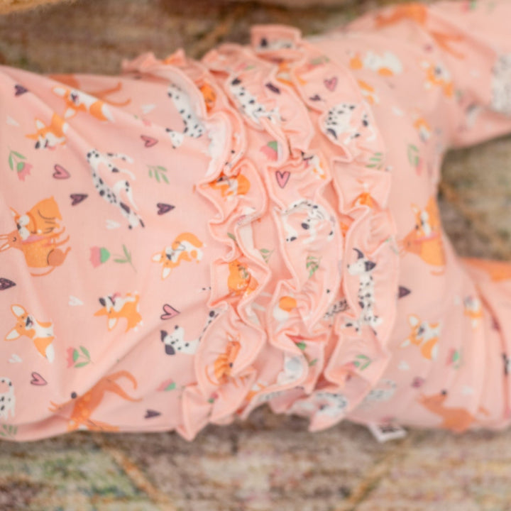 Hypoallergenic Ruffle Footie Pajamas, Dalmatian