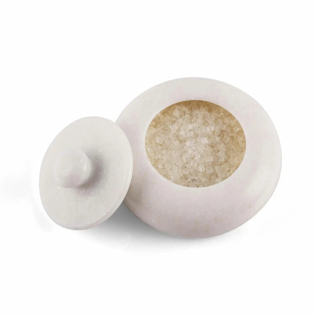 Handcrafted Marble Salt Cellar Serveware with Lid