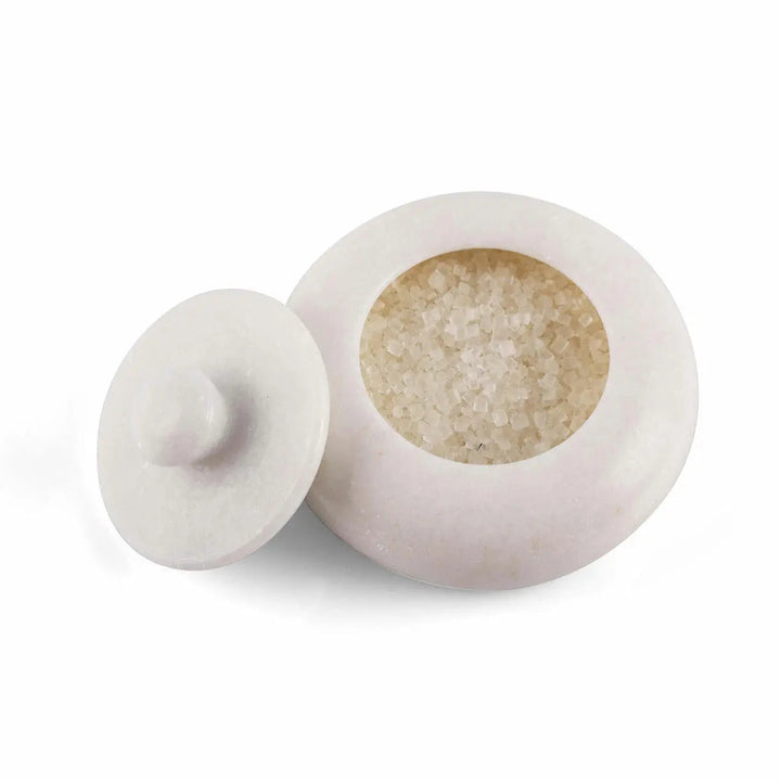 Handcrafted Marble Salt Cellar Serveware with Lid