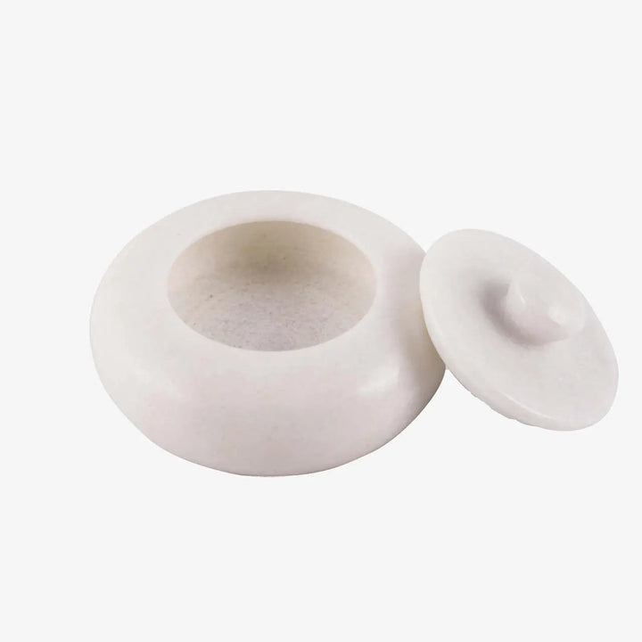 Handcrafted Marble Salt Cellar Serveware with Lid
