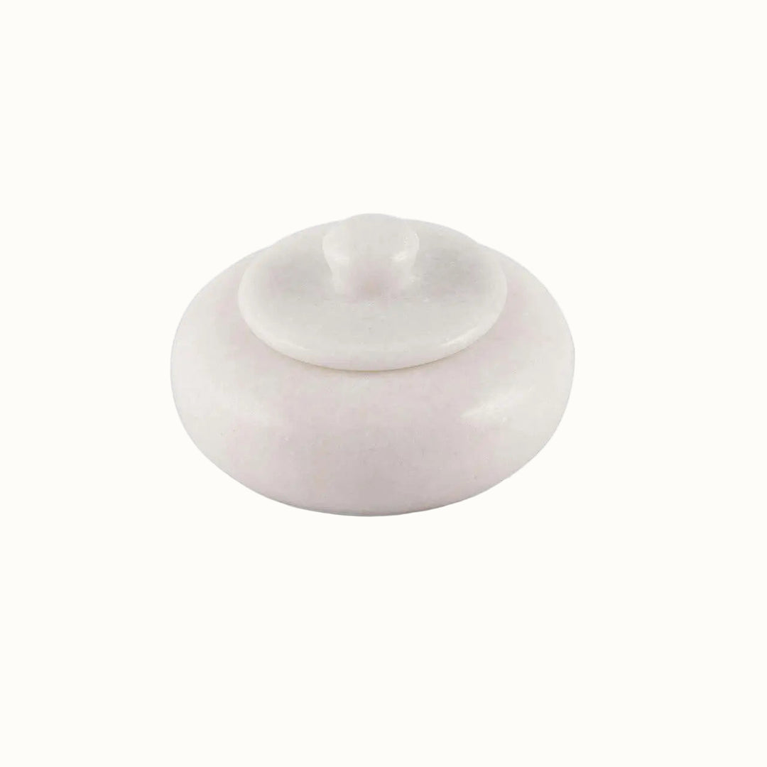 White marble salt cellar container on a white background