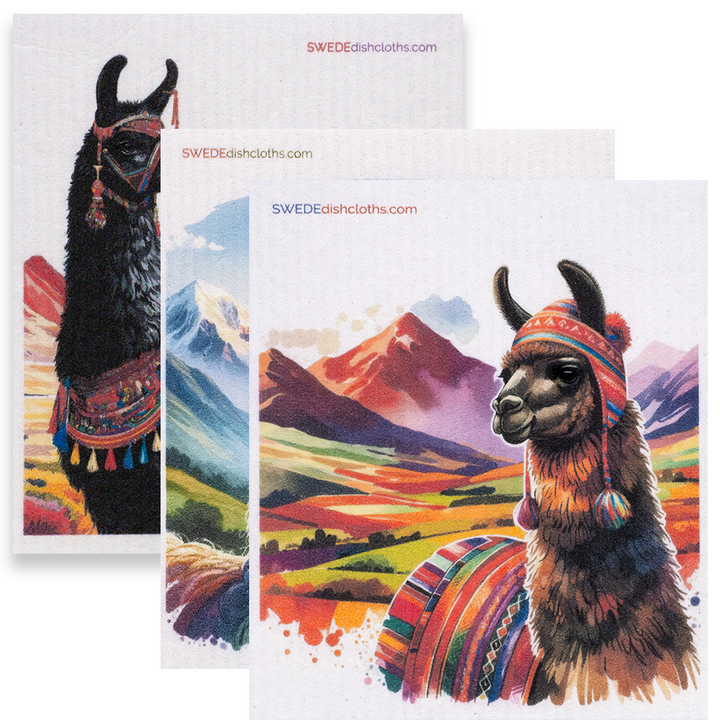 Compostable Cellulose Llama Dishcloths, 3 Ct.