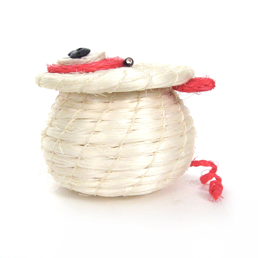 Handcrafted Sisal Piggy Lidded Storage Basket, 2"