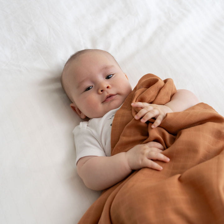 Organic Cotton Muslin Baby Swaddle Blanket, 47" x 47"