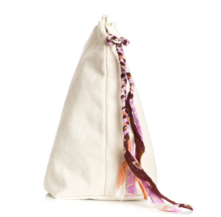 Organic Cotton Upcycled Sari Zip Pouch, 6.6" x 9.8"