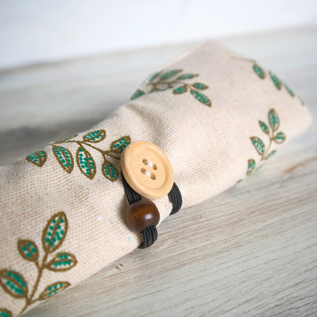 Compostable Bamboo Flatware Set with Cotton Pouch