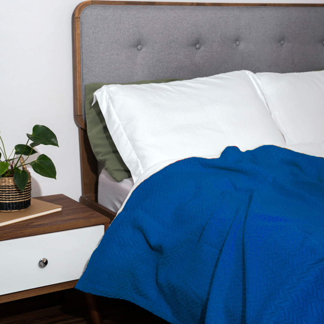 Organic Cotton Herringbone Throw Blanket