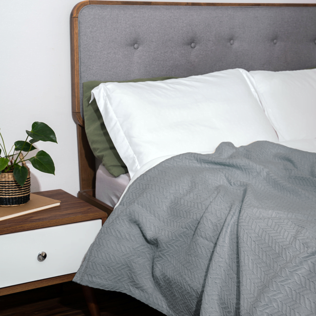 Organic Cotton Herringbone Throw Blanket