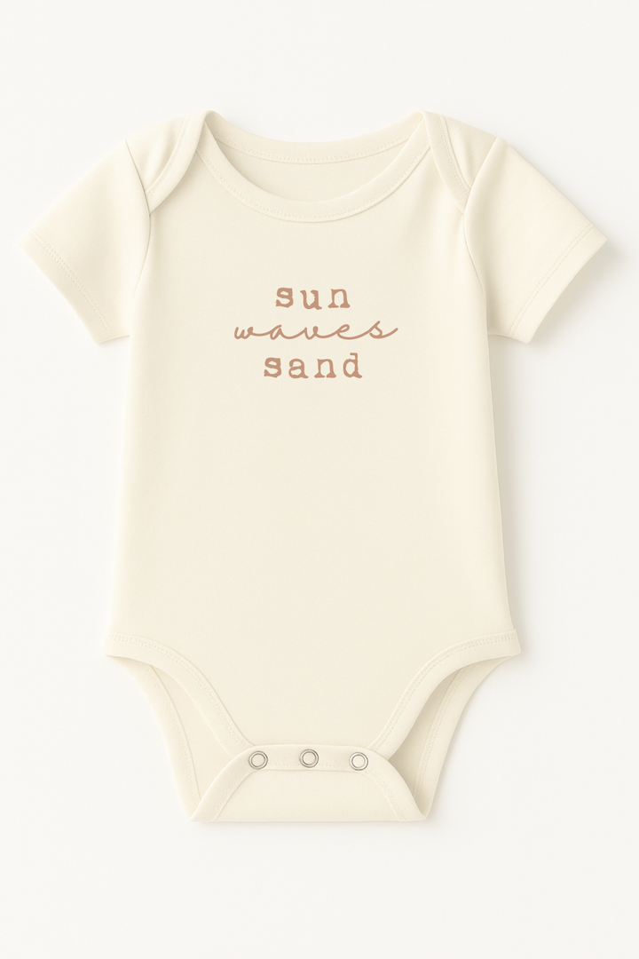Organic Cotton Sun Waves Baby Bodysuit, Clay