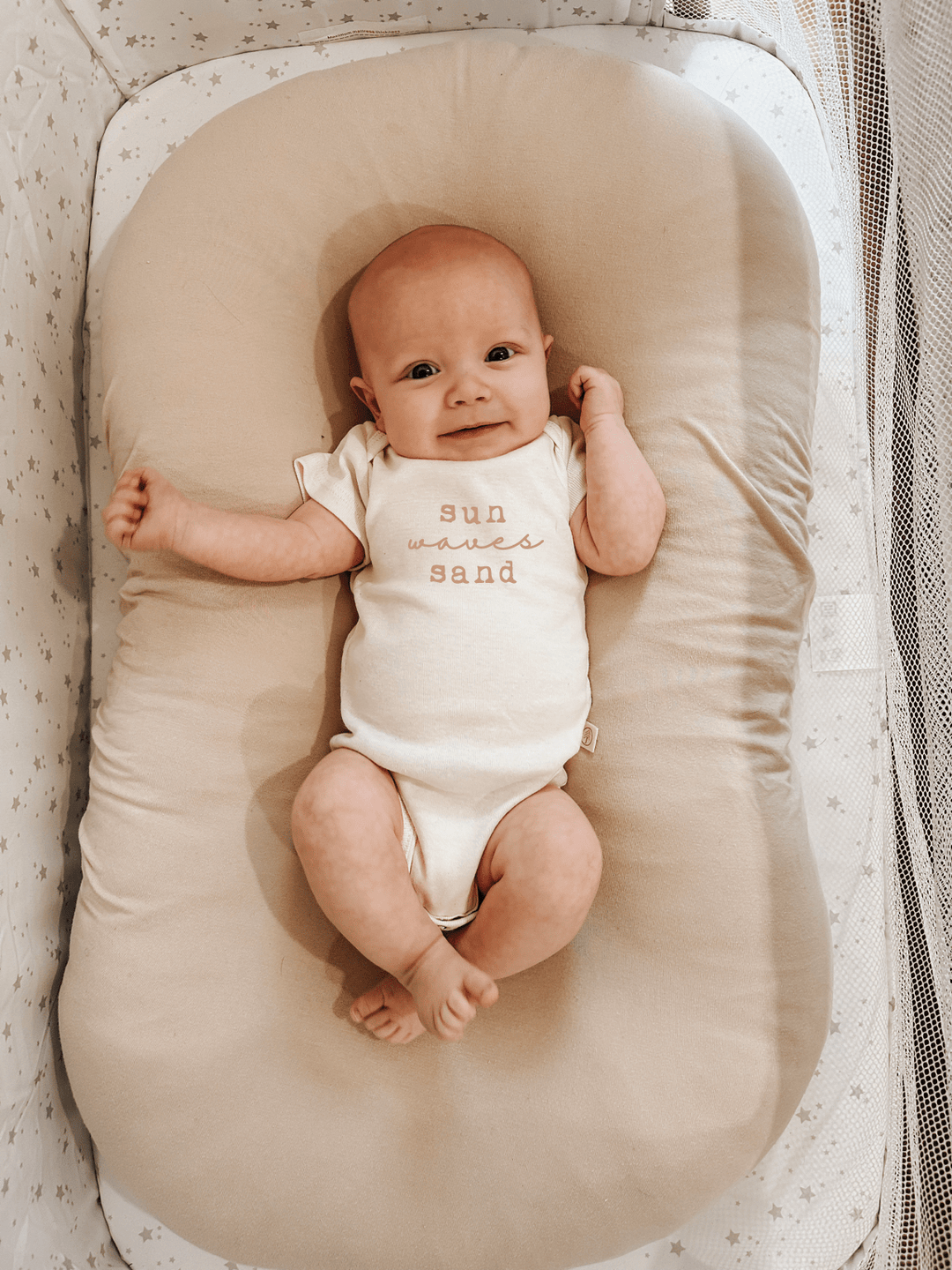 Organic Cotton Sun Waves Baby Bodysuit, Clay