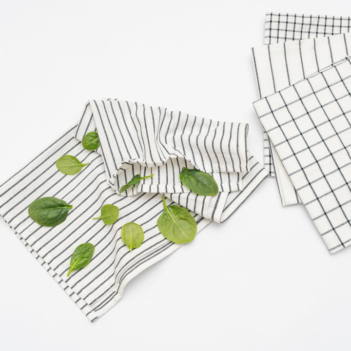Organic Cotton Stripe &amp; Check Kitchen Towels, 6 Ct.