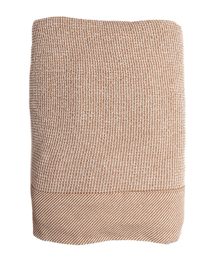 Biodegradable Cotton-Wool Waffle Throw Blanket, Camel