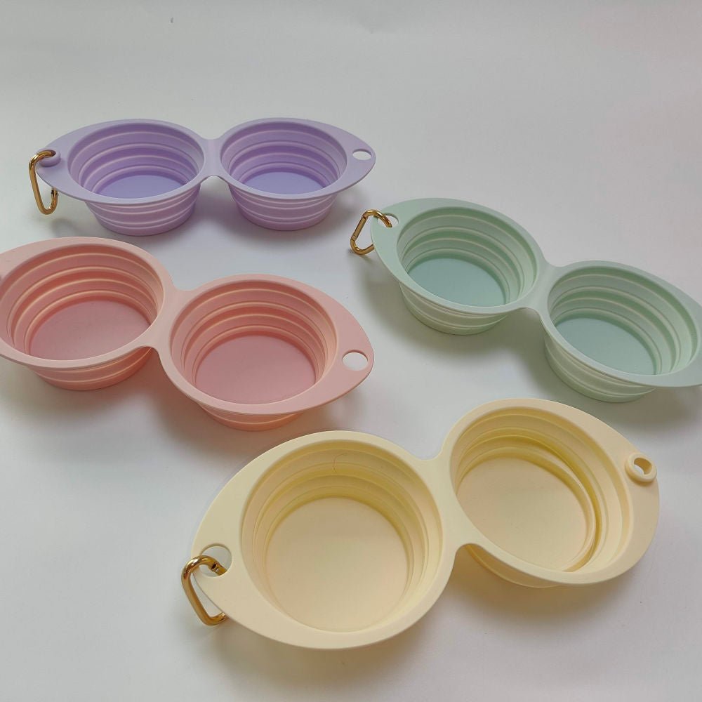 Collapsible Double Pet Travel Bowl, Portable