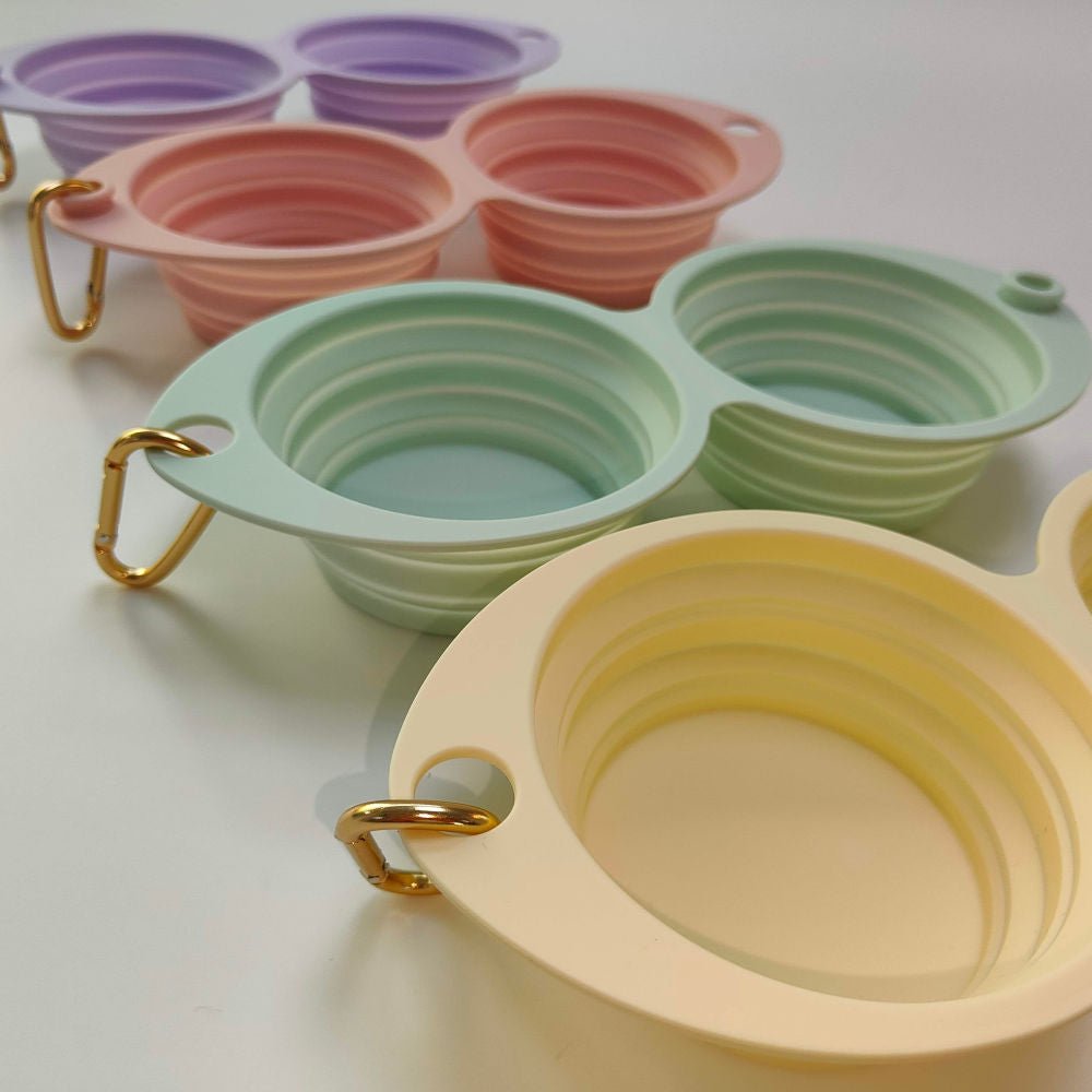 Collapsible Double Pet Travel Bowl, Portable
