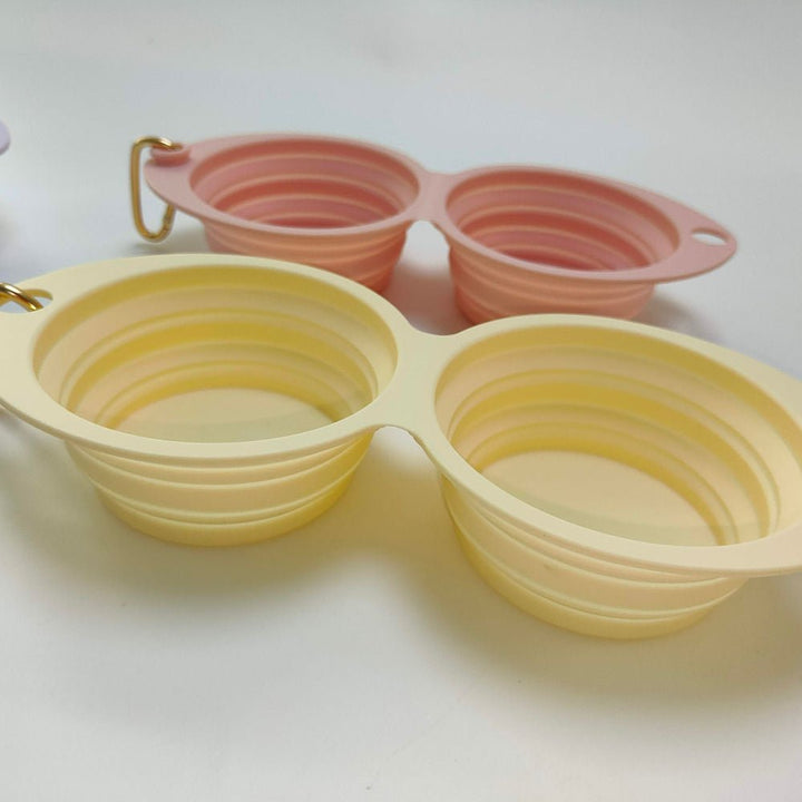 Collapsible Double Pet Travel Bowl, Portable