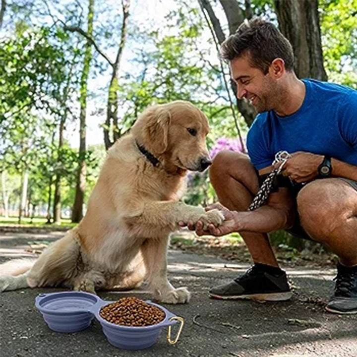 Collapsible Double Pet Travel Bowl, Portable