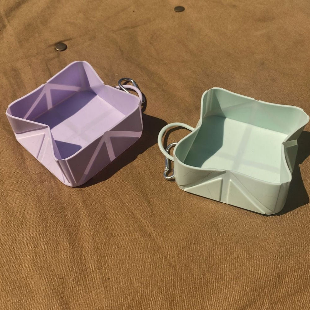 Foldable Pocket Pet Food &amp; Water Travel Bowl
