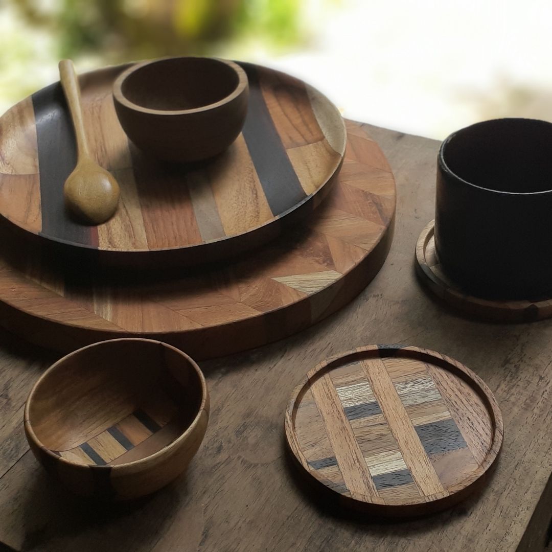 Upcycled Handmade Wooden Nibble Mini Bowl (2 patterns)-4