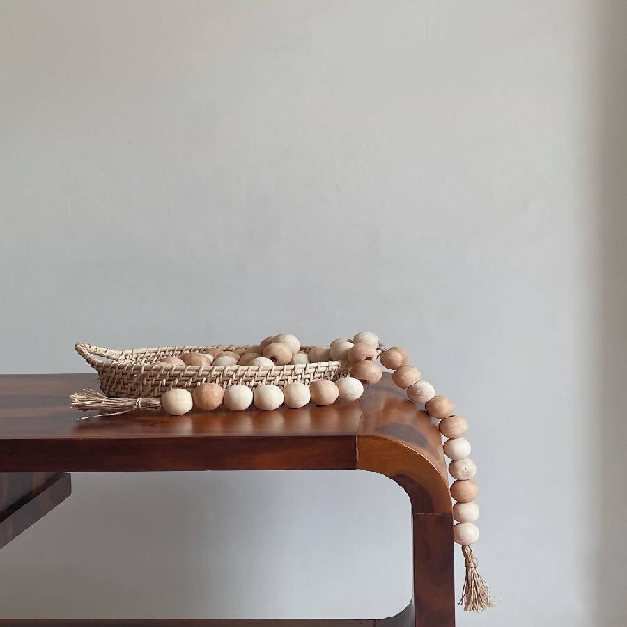 Handcrafted Wood &amp; Jute Tassel Garland, 69"