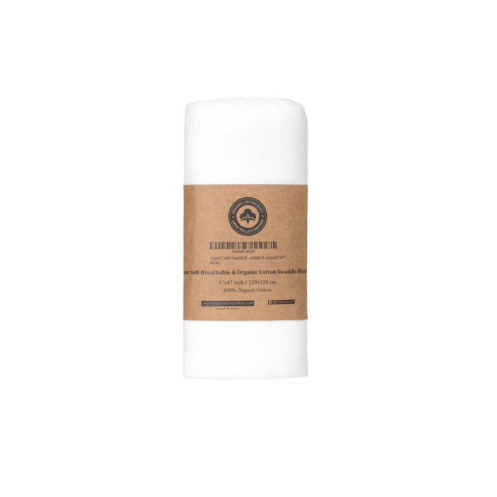 Organic Cotton Muslin Baby Swaddle Blanket, 47" x 47"