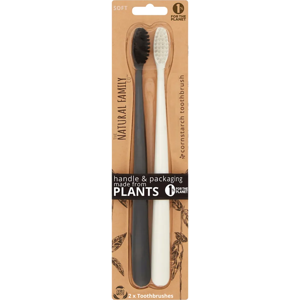 Biodegradable Cornstarch Manual Toothbrush, 2 Ct.