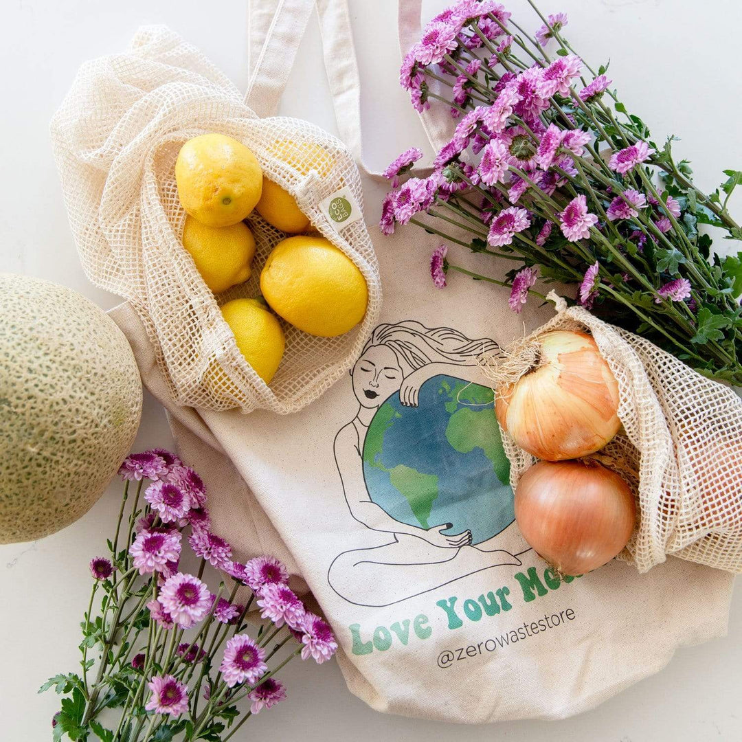 Organic Cotton Zero Waste Tote &amp; Produce Bag Kit, 5 Ct.
